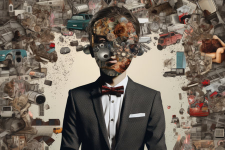 Confused Creativity: A Contemporary Art Collage Reflecting Vintage Fashion and Imagination in the Generation of Ideasの素材