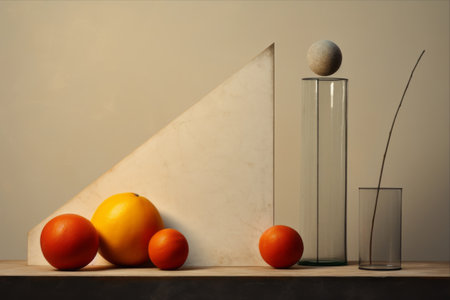 The Artistic Harmony of Geometric Basic Shapes: A 3:2 Still Lifeの素材