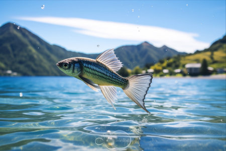 Spectacular Flight of Exocoetidae: Flying Fish Soar Near White Island, North Island, New Zealandの素材
