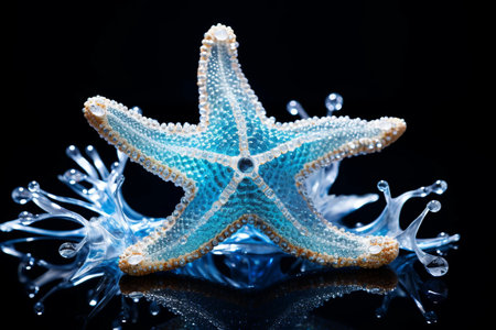 Sparkling Coastal Christmas: Glitter Glass Snowflake adorned with Starfishの素材