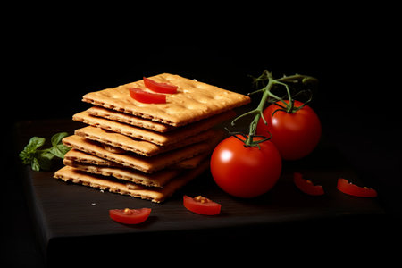 Savor the Flavor: Tomato Snack Delight on Crackers Oxygenの素材