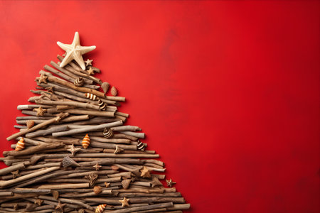 Coastal Charm: Crafting a Driftwood Christmas Tree with Seashells and Starfish â Festive Inspiration for Christmas and New Year's Celebrations (3:2 Aspect Ratio)の素材