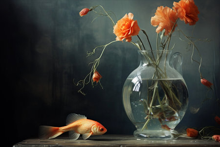 Aquatic Artistry: The Fish's Aqueous Abode in a Vaseの素材