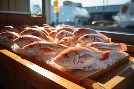 Glistening Catches: Fresh Cut Fish on an Ocean Charter Boatの素材