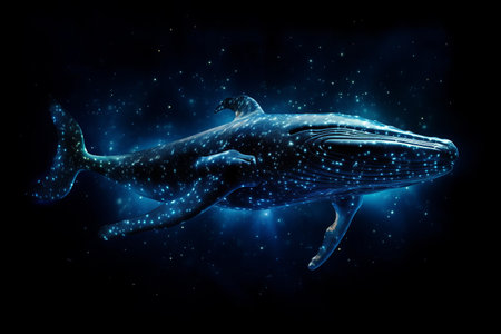 The Whimsical Whalescape: Unveiling the Enigmatic Protrusion of a Whale Galaxy from the Starfish Constellationの素材