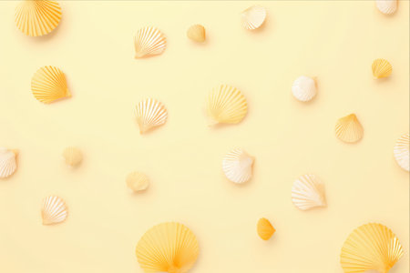 Seaside Chic: Stylish Seashell Summer Pattern on Light Yellow - Embracing the Minimalistic Vibeの素材