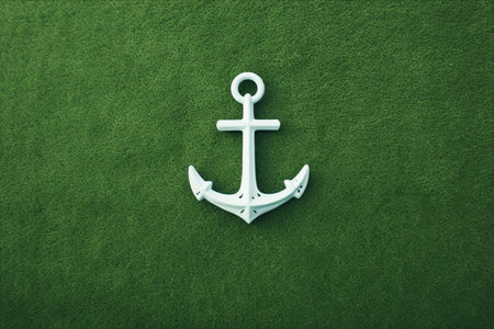 Serene White Anchor amidst Lush Green Lawn: An Empty Canvas for Personalized Expression --ar 3:2の素材