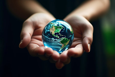 Preserving Earth: A Drop of Hope in the Hands of Humanityの素材