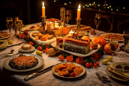 A Feast fit for Christmas: Delectable Polish Traditions Unfold with Baked Fish Fillets, Carrot Salad, Dumplings, and Croquettesの素材