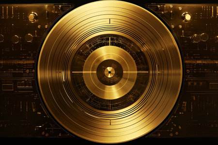 Captivatingly Crafted: The Golden Vinyl Record Design Unparalleled - AR 3:2の素材