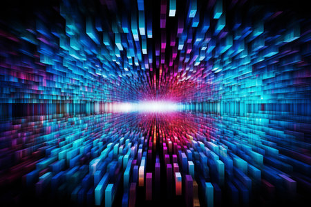 Digital Distortions: A Vibrant Display of Abstract Textures on LED Monitor - Aspect Ratio 3:2の素材