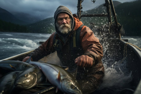Riding the Waves of the Bountiful Harvest: A Glimpse into the Adventurous World of a Commercial Fishermanの素材