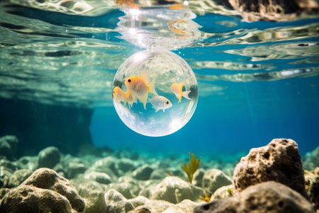 Mesmerizing Marine Beauty: Captivating Underwater Photo Featuring Glass Fish Ball in Sipadan Island, Malaysia [AR 3:2]の素材