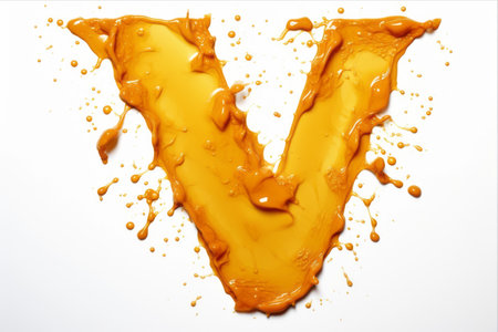 Vibrant and Artistic: The Oil Paint Splattered Letter Vの素材