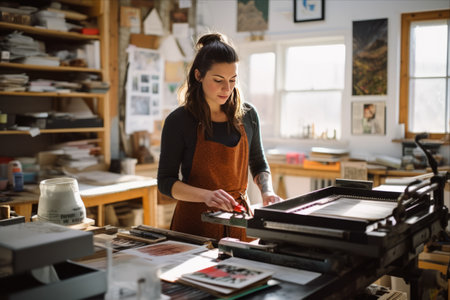 Behind the Creative Veil: Exploring the Artistry of a Letterpress Artist in Her Studioの素材