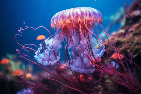 Ethereal Close-up: Captivating Underwater Shot of Chrysaora quinquecirha at 3:2 Aspect Ratioの素材