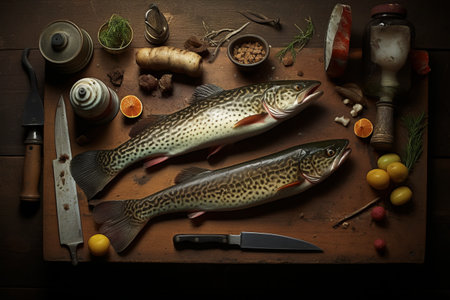 Fresh Northern Pike: A Flavorful Catch in a 3:2 Aspect Ratioの素材