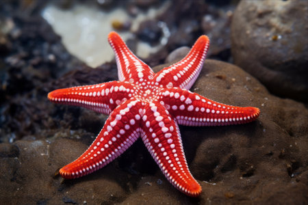 Exploring the Intricate Details of Wild Red Starfish: A Close-Up Shot --AR 3:2の素材