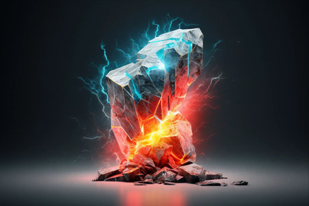 Electrifying AR 3D Rendering: Lightning Strike in Vivid Colors (AR 3:2)の素材