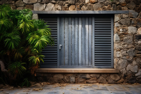 Embracing Modernity: The Allure of Louvered Plastic Doors on Stone Walls - AR 3:2の素材