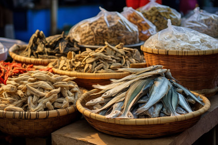 Diverse Selection of Dehydrated Fish Available at the Market: An Overviewの素材