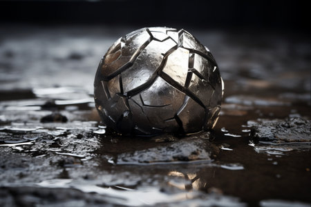 Enigmatic Elegance: A Lump of Silver or Platinum on a Stone Floorの素材