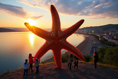 Captivating Existence of Pristine Starfish: Primorye Vladivostok City's Breathtaking 3:2 Beautyの素材