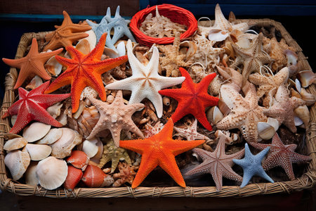 Exploring the Abundance of Freshly Caught Starfish and Sea Clam in the Vibrant Vietnam Seafood Marketの素材