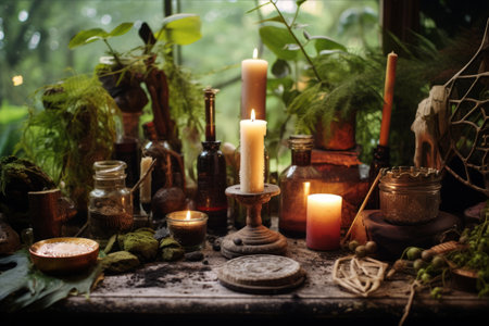 Unleashing the Mystical Forces: Exploring the Enchanting World of a Pagan Altarの素材