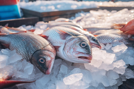 Icy Delights: A Fresh Catch of Fish at the Local Marketの素材