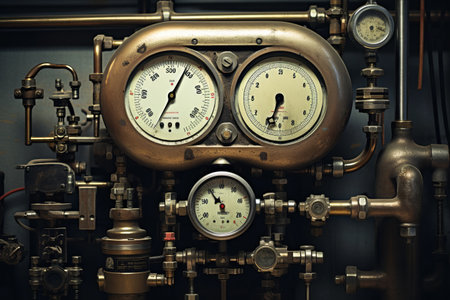 Understanding the Components and Design of a Natural Gas Boiler: Exploring Manometers, Pipes, Parts, and Structural Elementsの素材