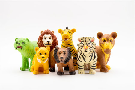 Wildly Cute: A Collection of Plastic Jungle Animals Toys, Captured in 3:2 Perspectiveの素材