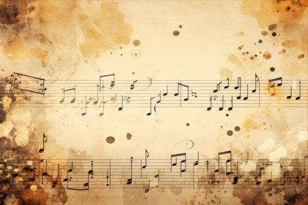 Vintage Harmony: Exploring the Grunge Musical Aesthetic with Old Paper Texture and Music Notesの素材