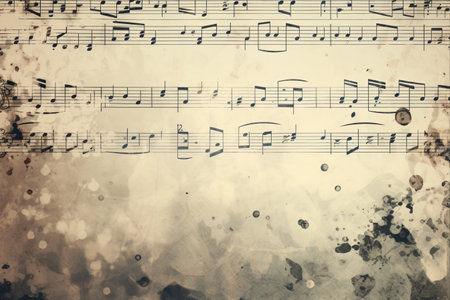 Melodies of Nostalgia: The Grunge Musical Journey - A Vintage Blend of Old Paper Texture and Harmonious Notesの素材