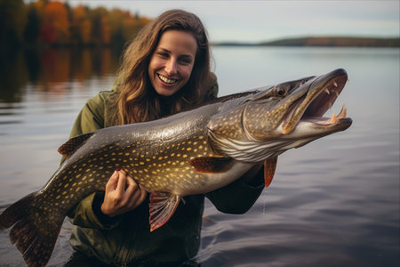 Catching the Elusive Northern Pike: A Woman's Epic Success in Ontario, Canadaの素材