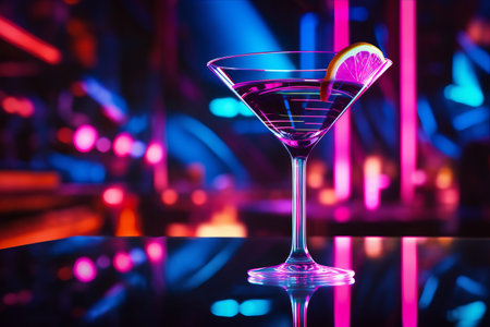 Neon Glow: Martini Elegance in a 3:2 AR Spectacleの素材