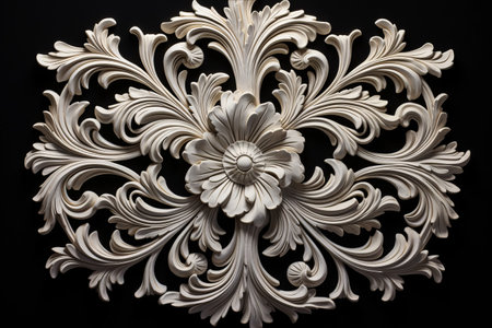 Elegant Gypsum Products: Stunning Patterns and Ornaments on a Stylish Black Backgroundの素材