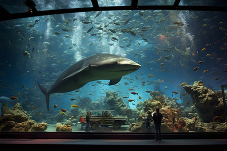 Exploring the Mysterious Depths: Shipwreck and Spectacular Marine Life in an Oceanariumの素材