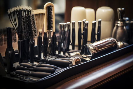 Captivating Close-up: Exploring Hairdressing Tools in the Salon's Artistic Lensの素材