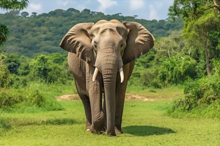 Exploring the Majestic Full Body of a Wild Elephant in Khao Yai National Park: Thailand's Pristine Natural Sanctuary in Southeast Asiaの素材