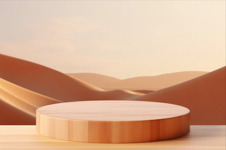 Wooden Circle Minimalism: A Captivating Abstract Scene for Product Presentationの素材