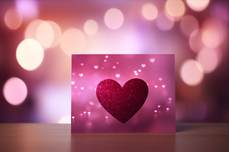 Sending Warm Wishes with a Pink Heart Bokeh Background New Year Card!の素材