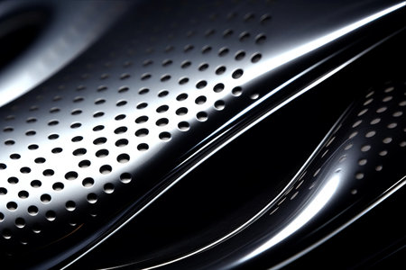 Dynamics of Distorted Elegance: Shiny Metal and Dark Carbon Fiber Collide in Abstract Brillianceの素材