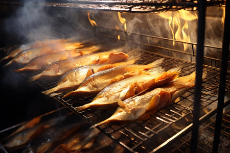 Uncovering the Rich Flavors of Golden Smoked Fish in a 3:2 AR Smokerの素材