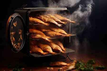 The Allure of Golden Smoked Fish: A Smoker's Delight in 3:2 Ratioの素材
