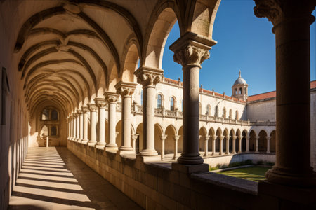 The Majestic Gothic Romanesque Cloister: A Landmark of Coimbra Cathedral and Domeの素材