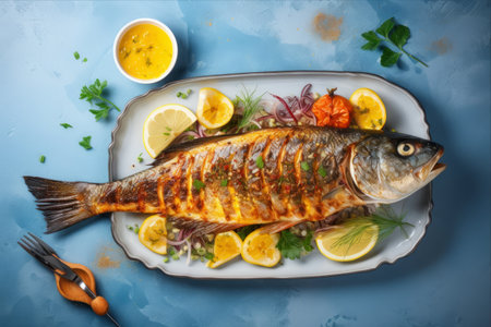 Dorado Delight: Grilled Fish on a Light Background â Perfect for Banner, Menu, and Recipe Place!の素材