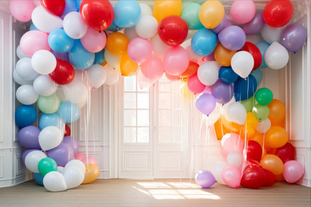 Festive Burst: Captivating Multicolored Balloons Steal the Show --AR 3:2の素材