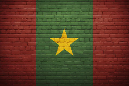 Unity Amidst Diversity: Exploring Cameroon's Language, People, and Culture through the National Flag and Brick Backgroundの素材