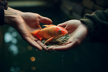 Fishing for Connection: An Intimate Encounter of Hand and Fish --- AR 3:2の素材